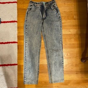 Vintage acid 100% cotton wash high waist straight leg jean